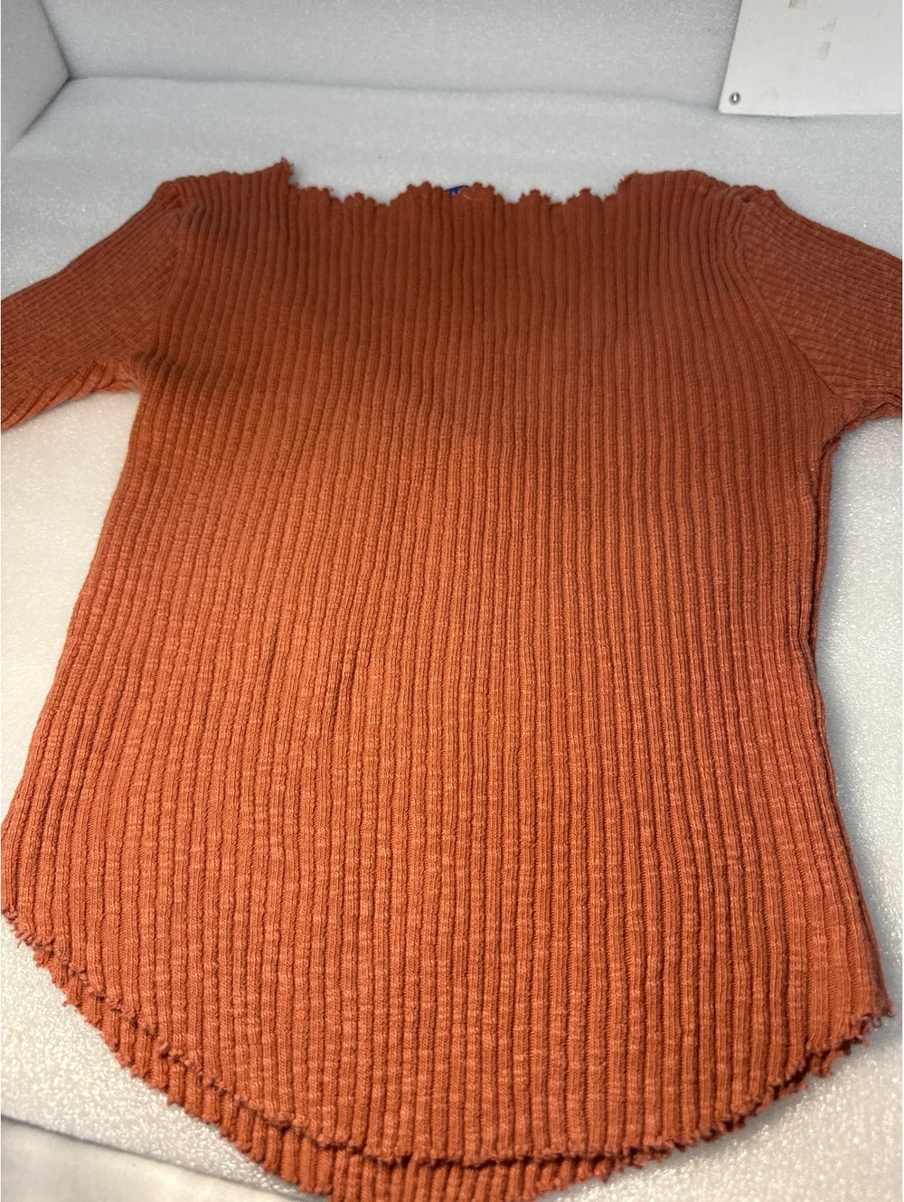 Zara Trafaluc Rust Ribbed Ruched V-Neck Short Sleeve Top Size M - Picture 7 of 7
